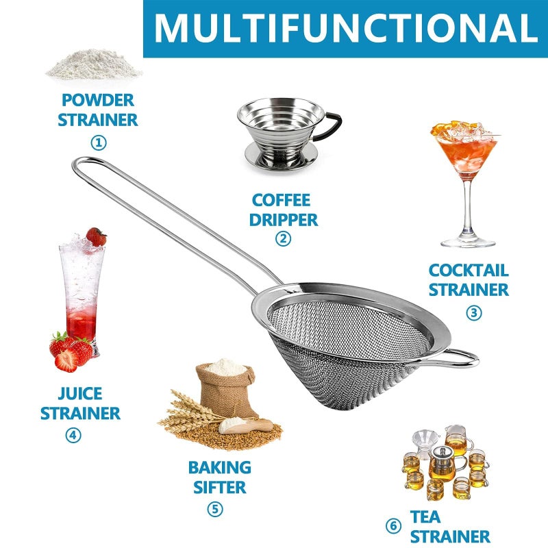 LINALL Fine Mesh Strainer For Bar -Stainless Steel Conical Strainer For Cocktail Drink Bar Strainers Bartender Bar Tool, 3.5" Inch (2 pcs) - Image 5